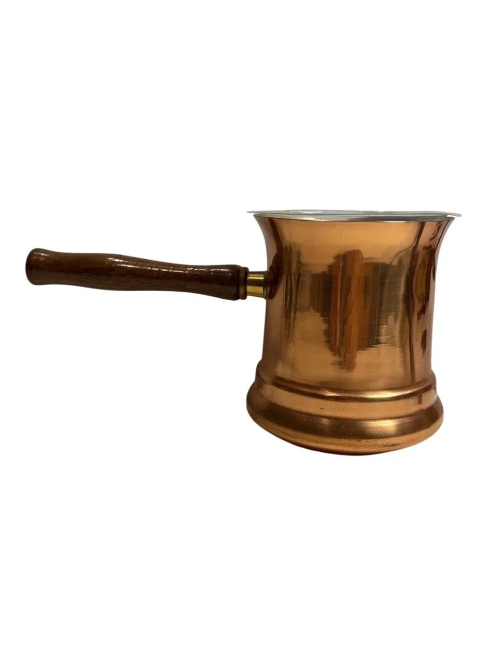 Le Saucier Copper Sauce Pot With Wooden Handle & Removable Liner Classic Design